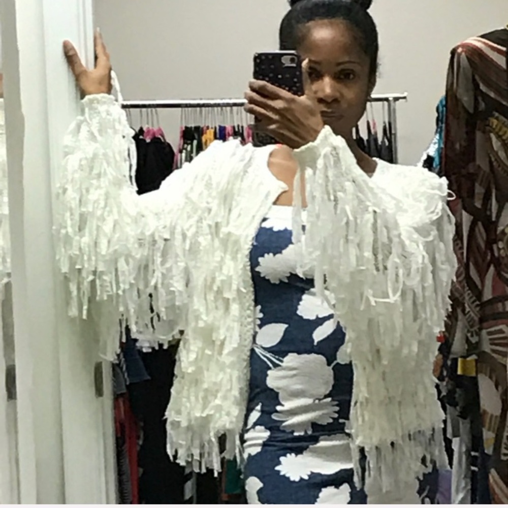 Ivory Fringe Cardigan Sweater